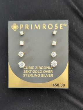 Primrose Gold Cubic Zirconia Stud Earring Set - Clear Stones